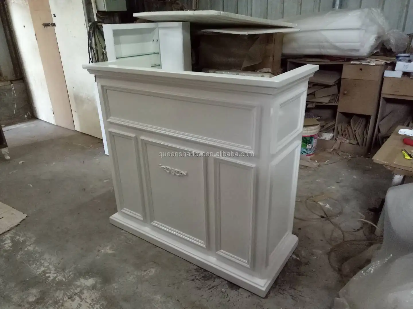 Unique White Reception Desk Office Shop Reception Counter Custom Salon Receptionist Front Desk