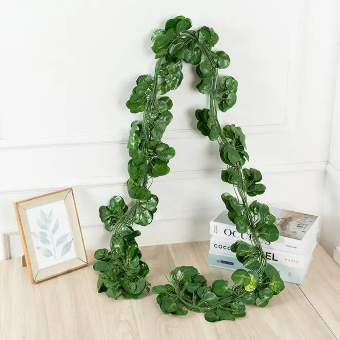 Green Ivy Leaves Artificial Grape Vine Fake Parthenocissus Foliage Leaves 2m long leaves vine