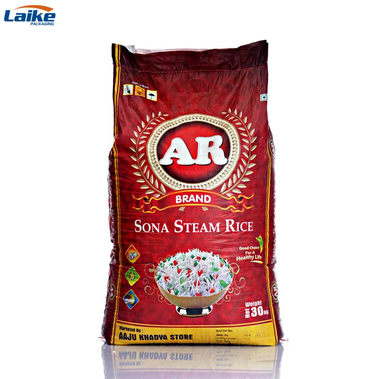 Accept custom logo color printing 10kg 15kg 25kg 50kg plastic bopp laminated pp woven rice fertilizer sack of rice price 50 kg