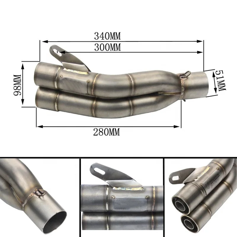 Universal 51mm MIVV Exhaust Motorcycle Double outlet Pipe Stainless Steel For Honda CBR CBR125 CBR250 MI003 Z800 moto