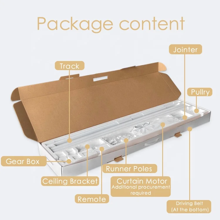 Smart Home Electric Motorized Curtain Motor Splicing Sliding Rails Set