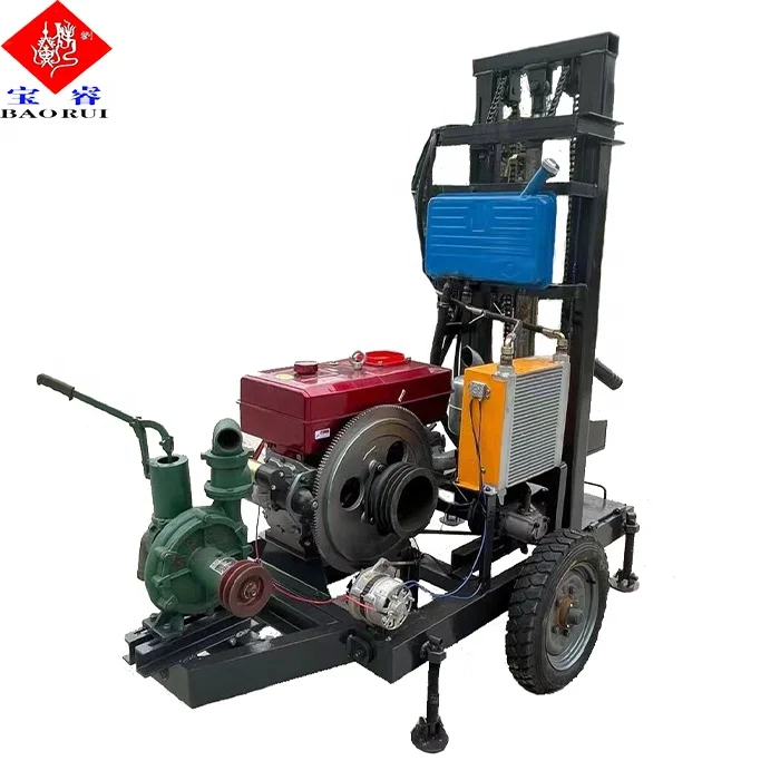 Chinese 150Y Diesel Engine Drive Hydraulic Small Mini Portable Mobile Water Well Drilling Rig Sale