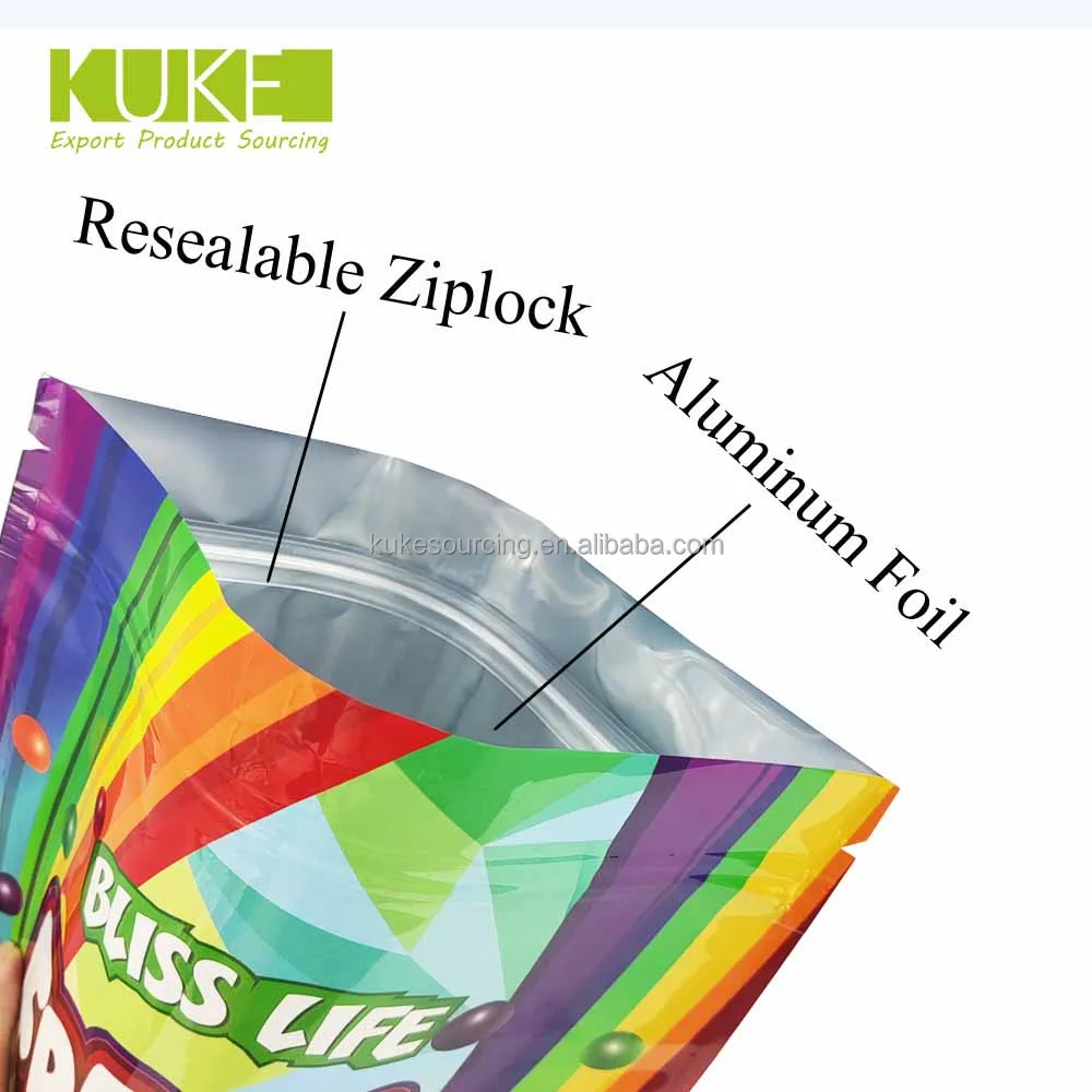 7g 14g 28g Custom Printed Plastic Mylar Pouch Resealable Stand Up Zip Lock Cookie Bags