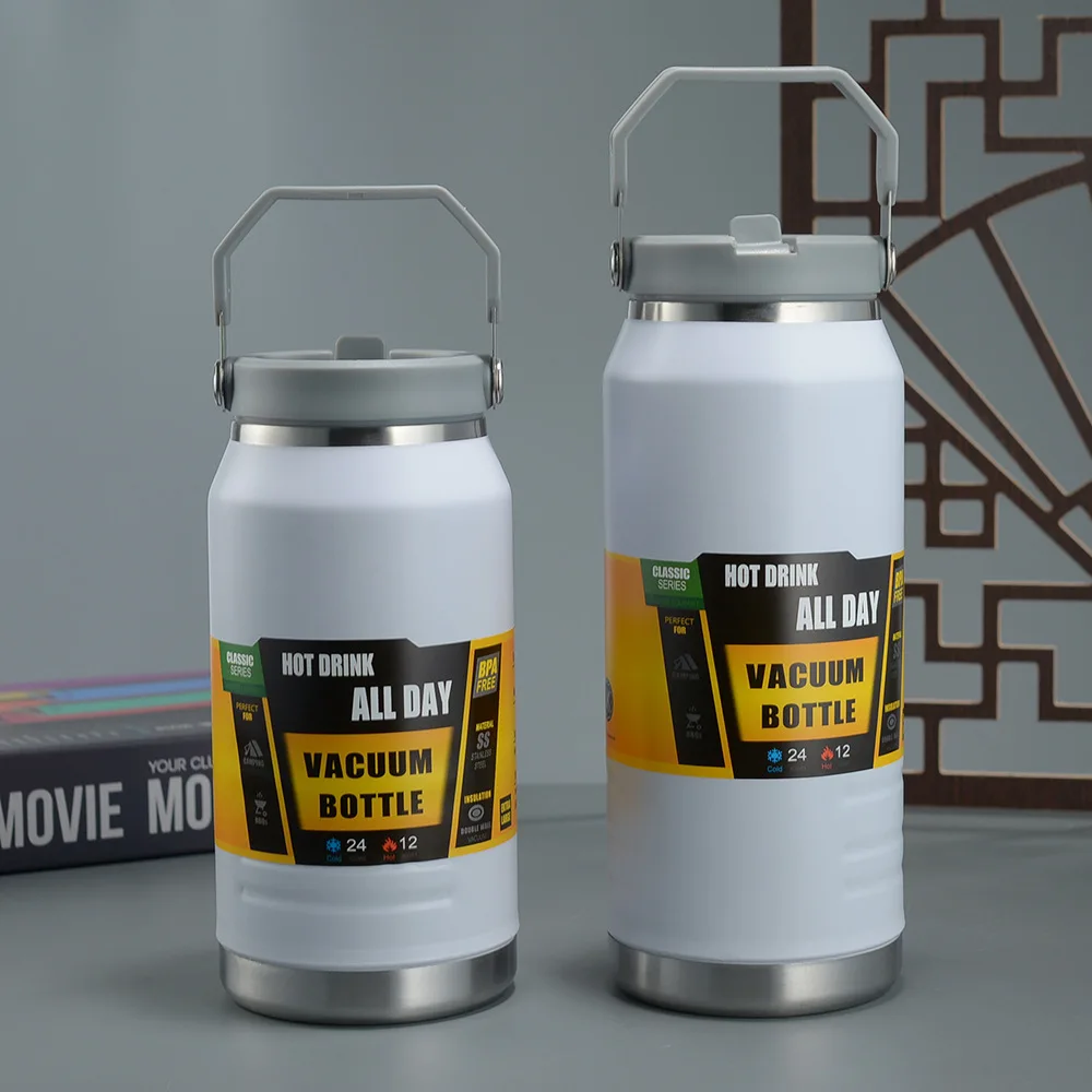 1.2/1.6L sports outdoor mountaineering thermos stainless steel tumblers cup ice bucket portable hot cold insulation vacuum pot