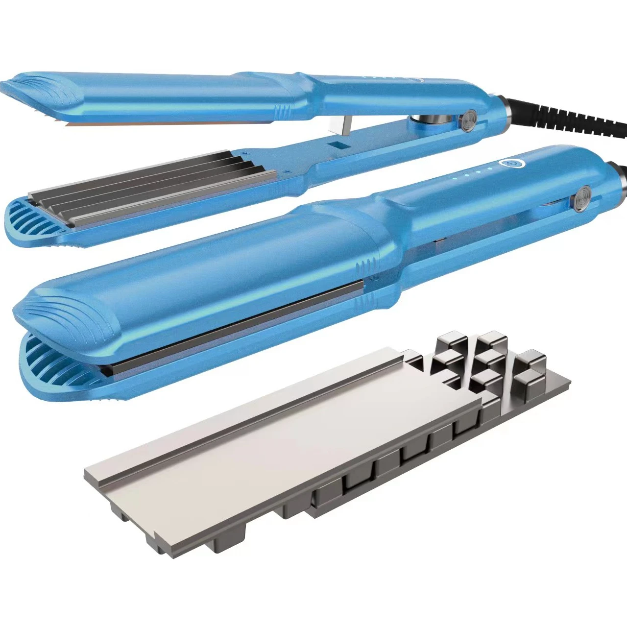 2023 new product wide plate 3D grid hair straightener interchangeable flat iron