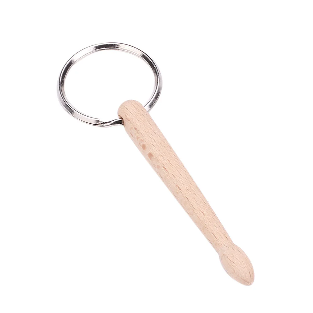 11cm Eco-friendly Drum Sticks Keychain Natural Wood Key chains Key Rings Engraved Logo Wood DrumSticks miniature music Keychains