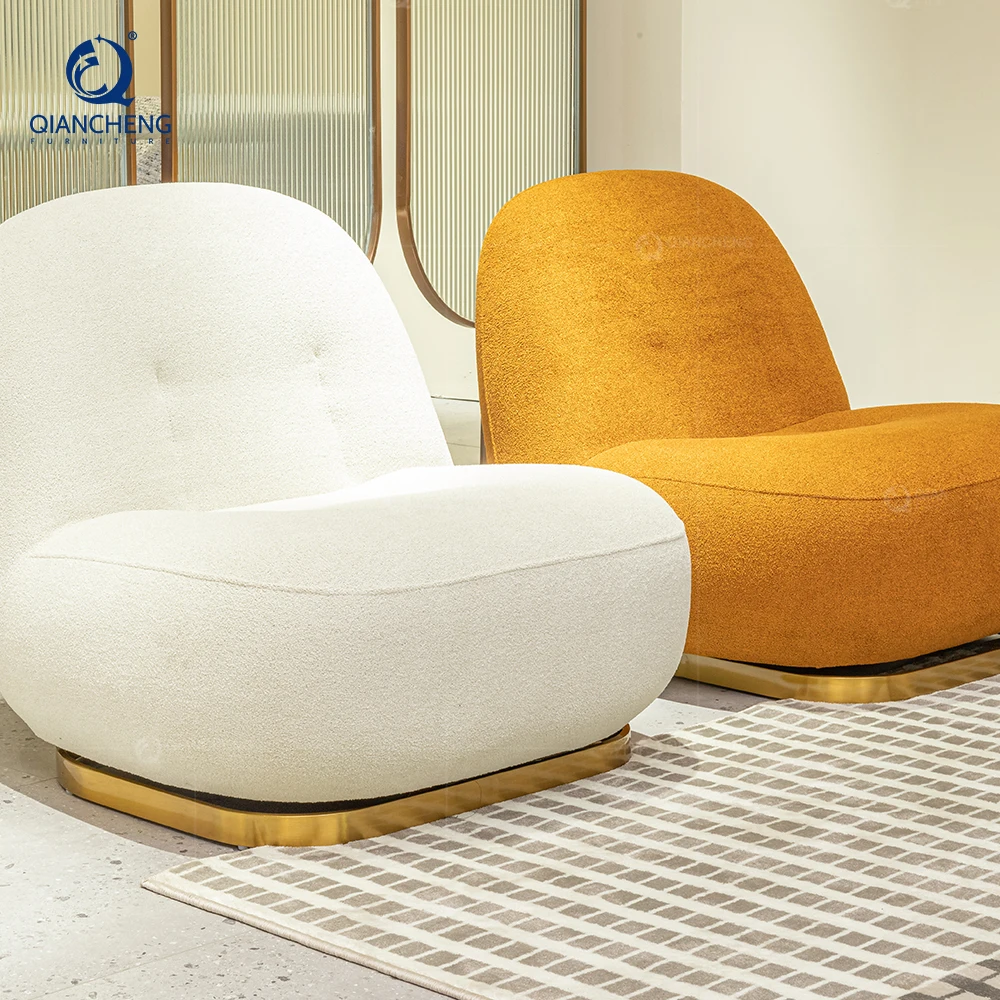 Supplier OEM Furniture Swivel Leisure Chair Manufacturer Factory Wholesale Hotel Sherpa Fleece Boucle Fabric single Sofa Chair