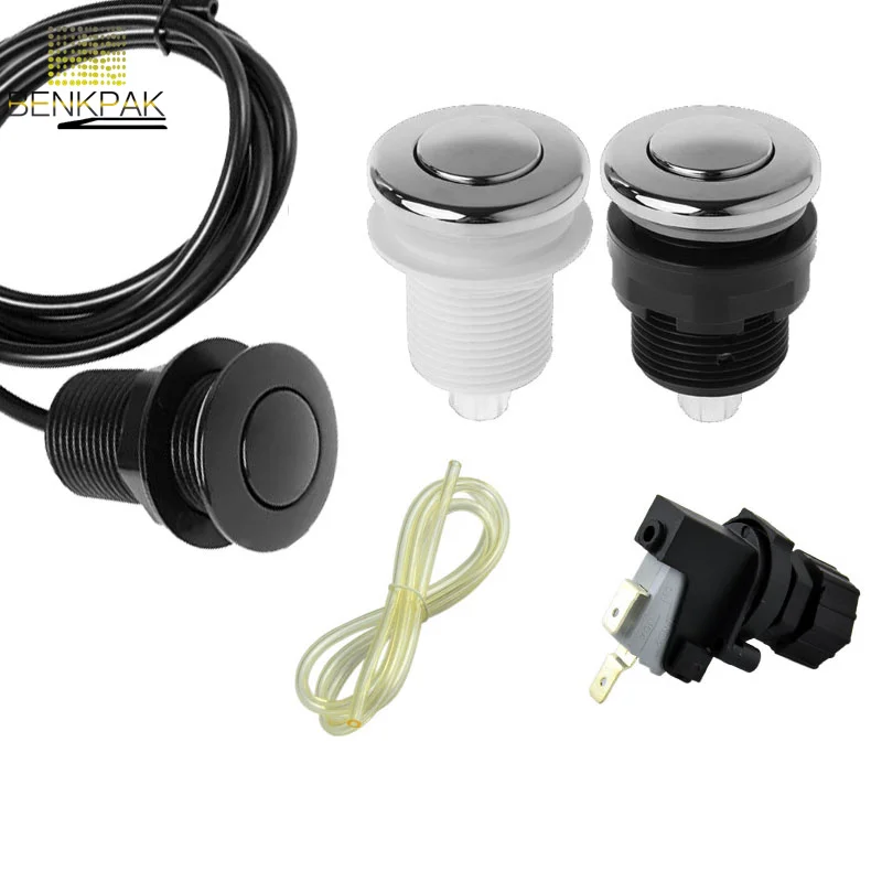 Black Color Air Switch On Off Push Button 32mm For Bathtub Spa Garbage Whirlpool Pneumatic Micro Switch