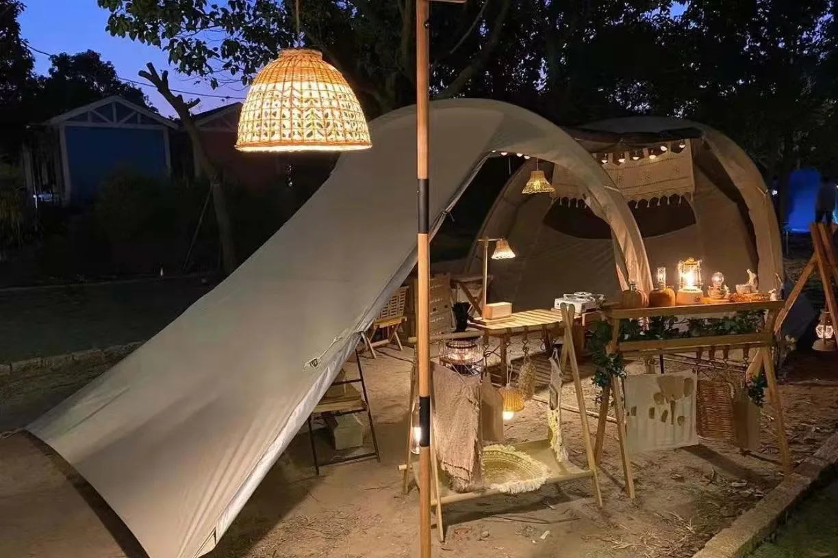 OEM suppliers outdoor glamping tent with multi rooms modern camping tents for friends families sturdy tents for camping 4 season