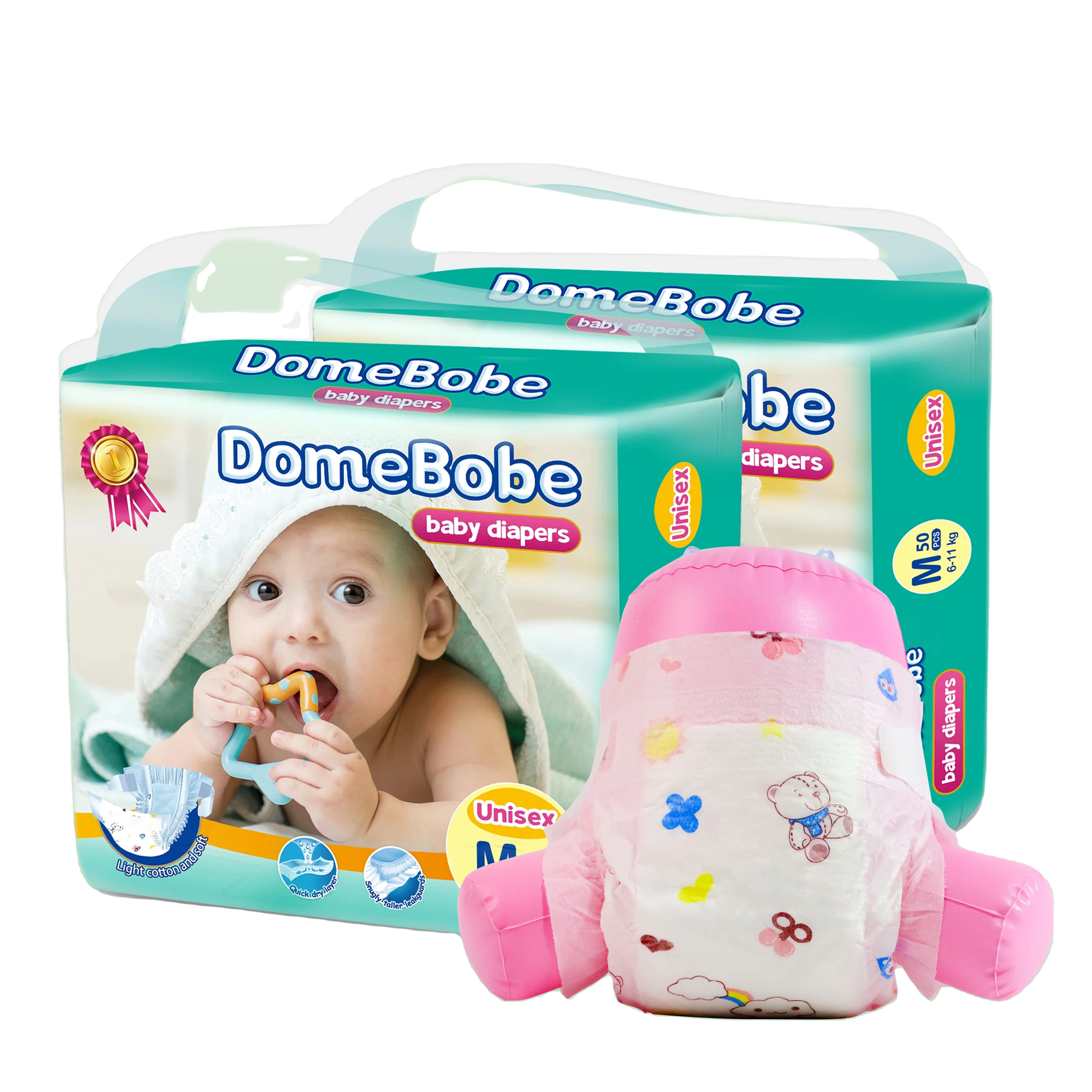 Ghana Warehouse Ready Stock Disposable Baby Taped Diaper a Grade Wholesale Fluff Pulp Material in Bulk Factory Direct