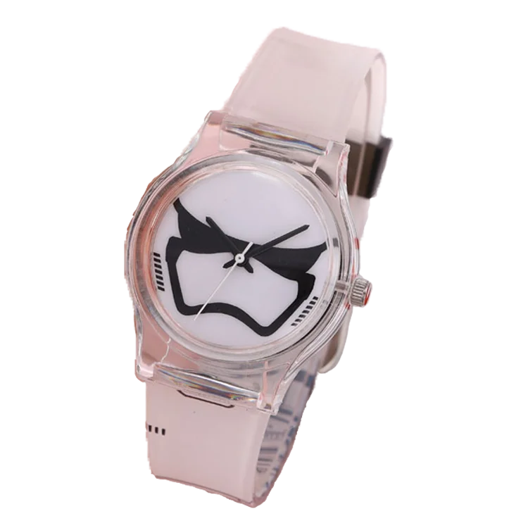 High Quality Crystal Cartoon Novelty Transparent Plastic Strap Classic Quartz Watch for Student Women Wrist Watch