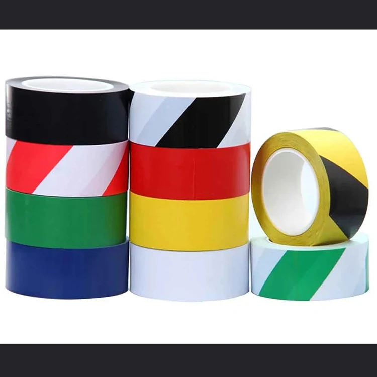 Double colors factory direct sale durable high visibility black and yellow floor caution pvc floor lane marking warning tape