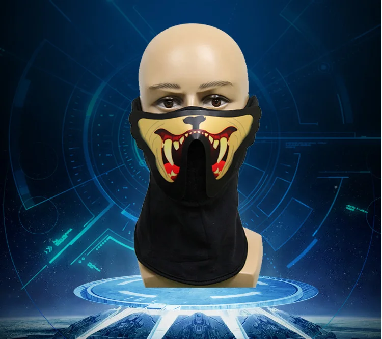 Halloween Horror luminous  | Voice Control LED luminous Facemask |  Festival Party EL luminous Facemask  mouth face cover