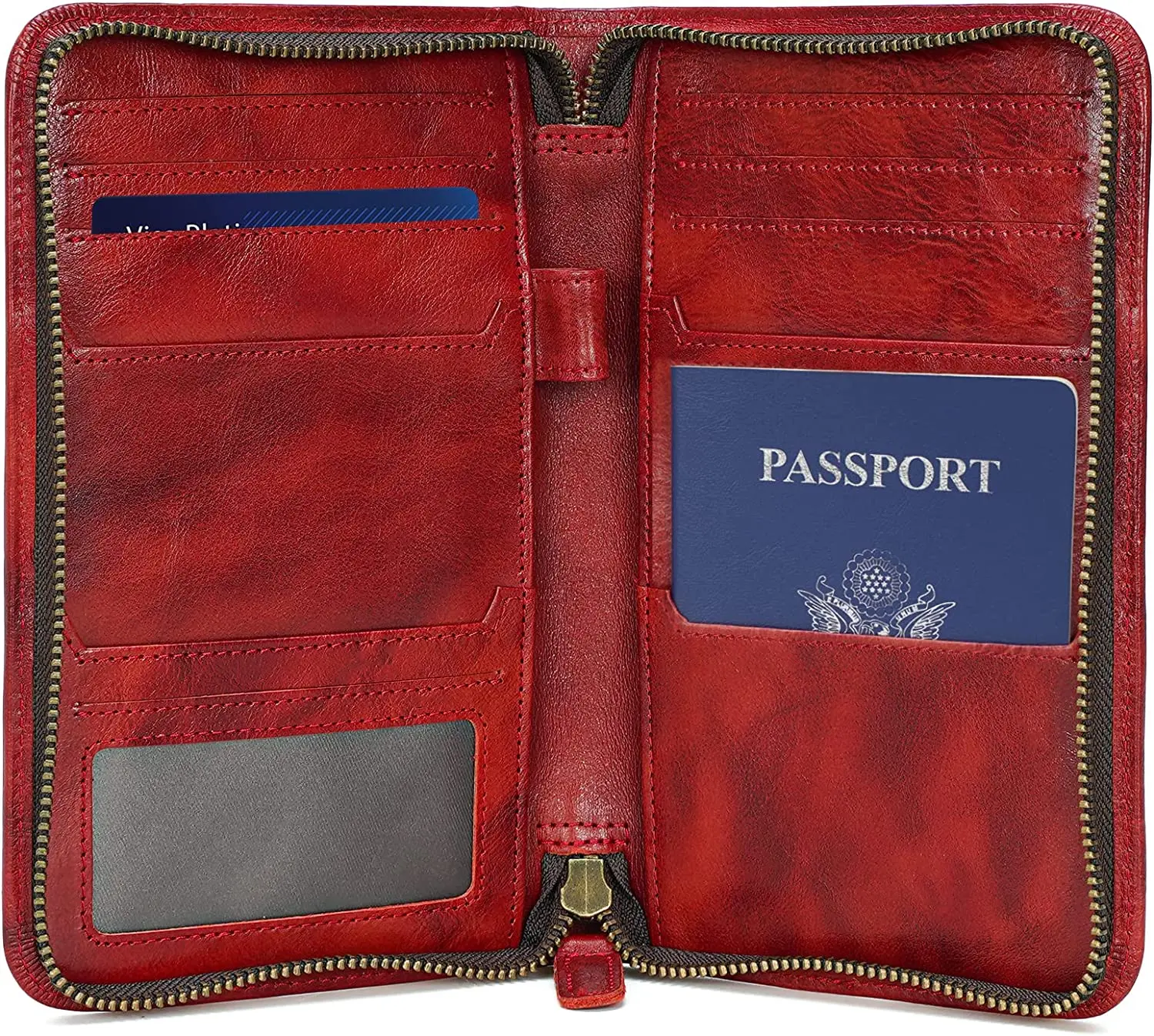 Custom Full Grain Leather Passport Cover Case 4 Passports RFID Blocking Travel Wallet Family Passport Holder