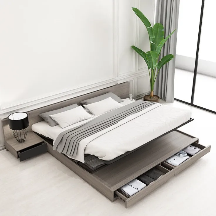 Мебель для спальни, деревянная рама, Современная двуспальная кровать для взрослых