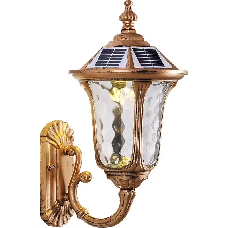 Wall lamp, solar energy, outdoor waterproof European style garden villa door outdoor wiring free exterior wall lighting fixtures