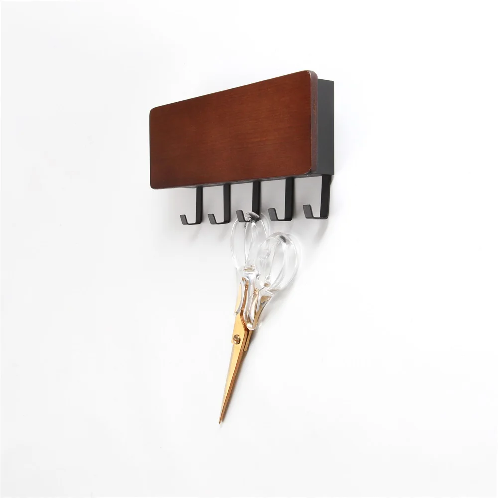 Maxery Wall Shelves Wood Mail Sorter 5 Hooks Decorative Key And Mail Holder Wooden key holder for Key Storage