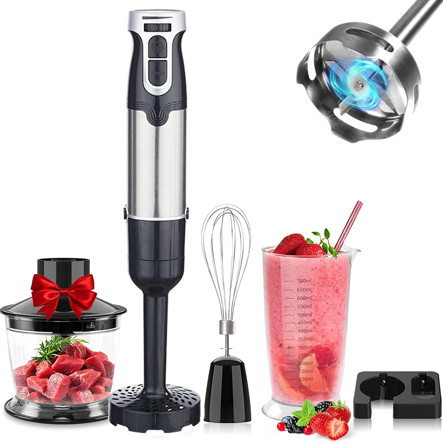 Multi-Use Immersion Blender, Hand Blenders with Powerful Copper Motor 800W Stick Stainless Steel handheld blenders