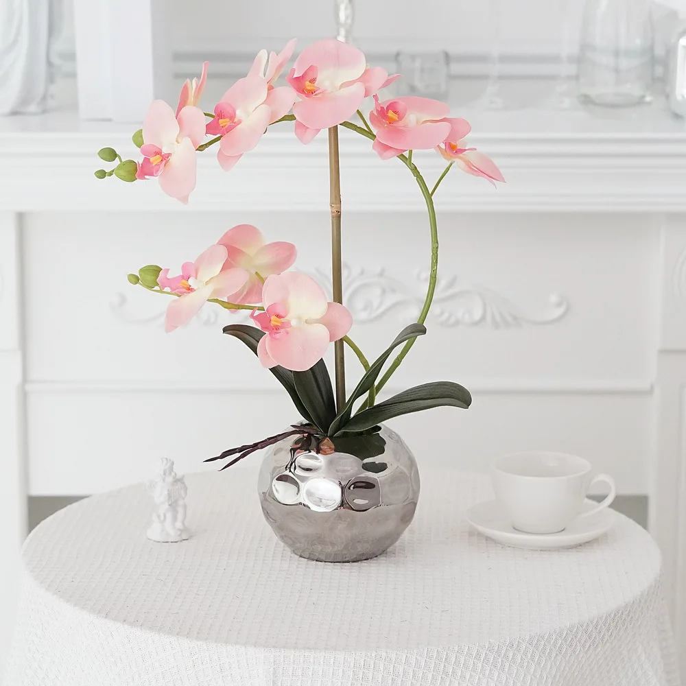 Flowers Artificial Home Orchid With Pot For Living Room