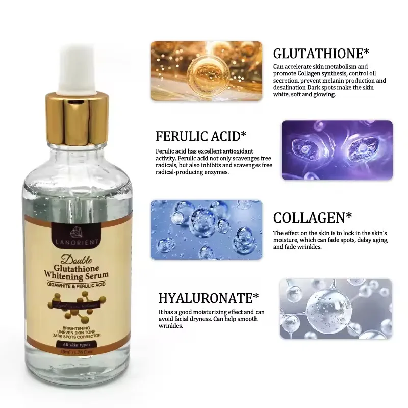 Whitening Lightening And Moisturizing Face Skin Care Serum Product With Glutathion And Collagen 50ML For Dark Skin Essenc
