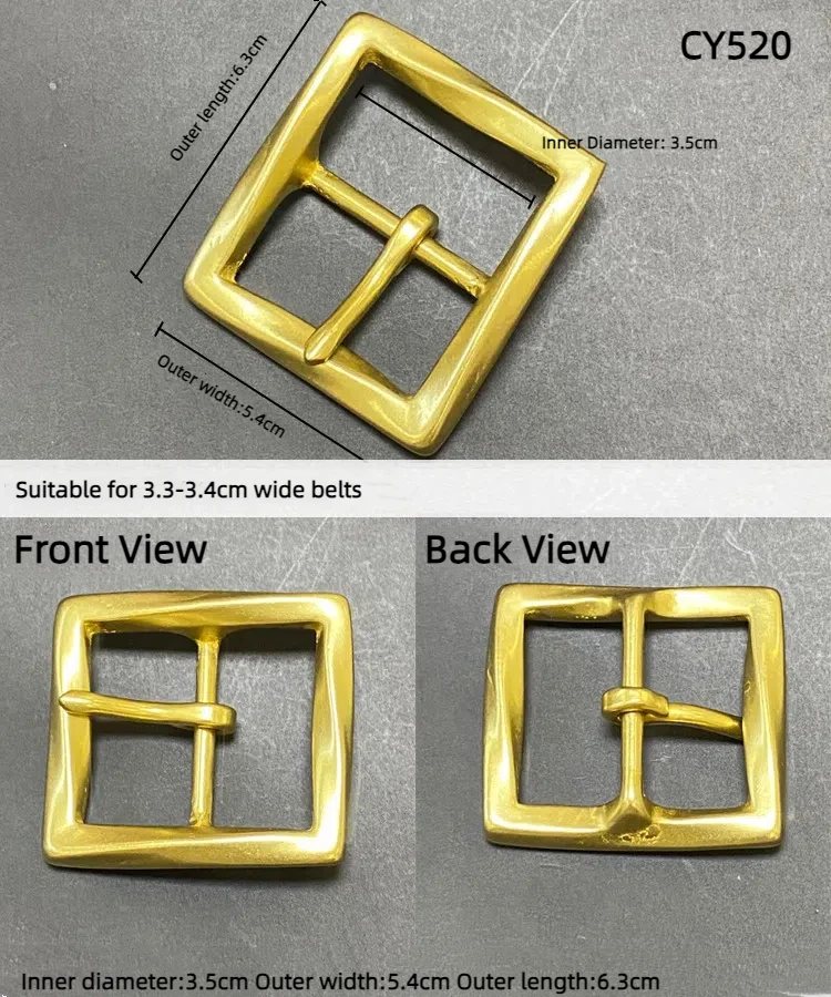New 3.5cm Leisure Belt Buckle Men Western Featuring Day Word Paragraph Pure Copper Pin Buckle Brass Logo Pure Copper Metal