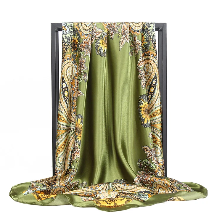 90*90 Luxury Silk Material Brand Letter C Style New Current Long Summer Scarves For Women