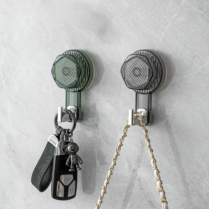 Light Luxury Wall Mounted Bathroom Vacuum Suction Hook Strong Adhesive Toilet Storage Sticky Hook Rotating Suction Cup Hooks