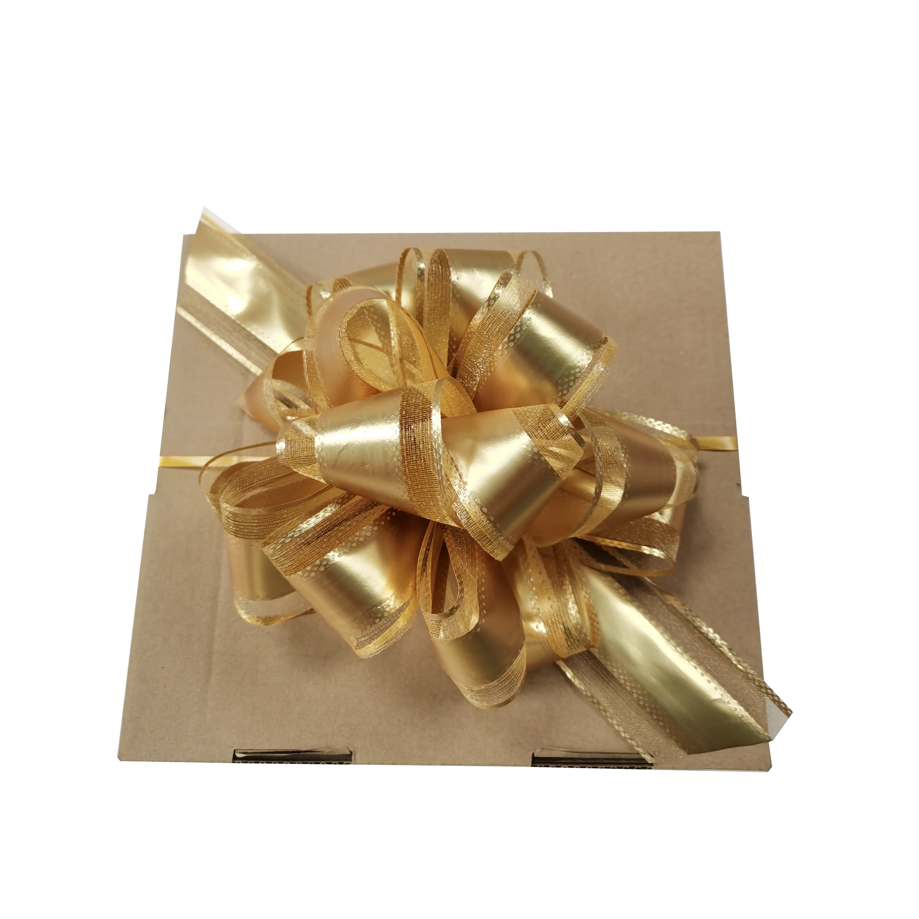 Free Pull Bow Wrap Gift Box White Paper Shreds Inside Prime Banded Packaging Box Kraft Custom Design Paper Box
