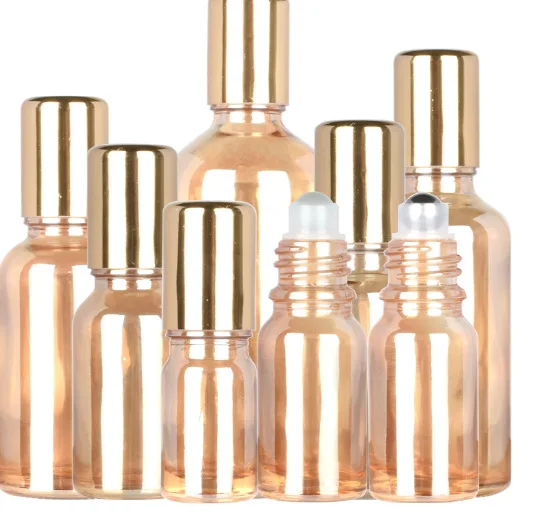 Roll On Glass Bottle 5ml -100ml Amber Gold Roll-on essential oil Bottle With Steel Roller Ball