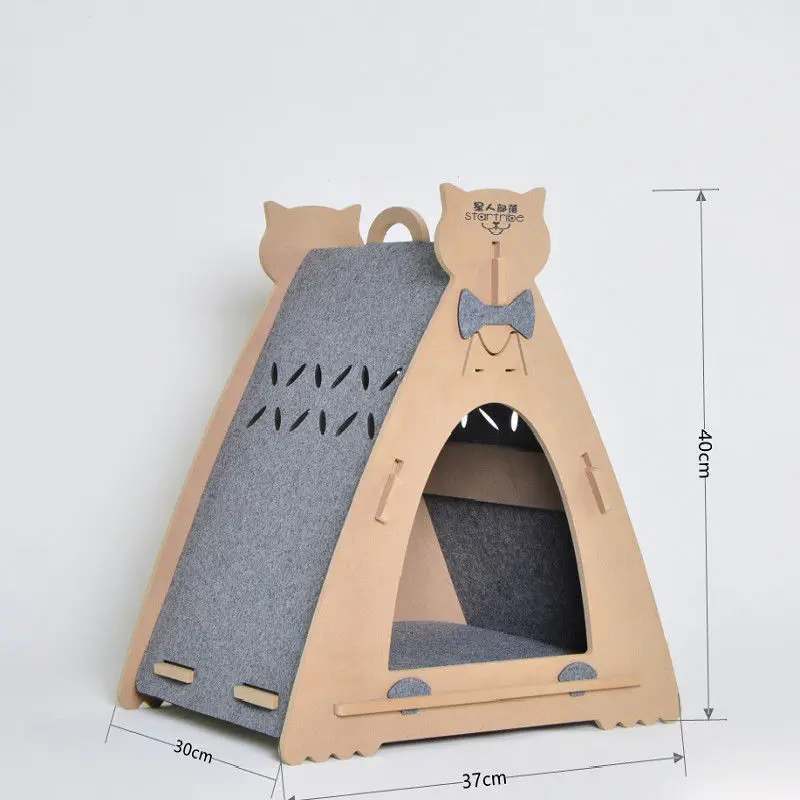 E1 level OSB Customized Luxury Durable Eco-friendly Triangle Cat Wooden House