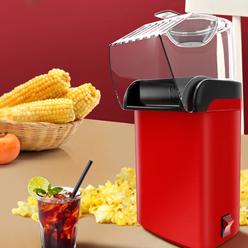 
New Electric Fully Automatic Portable Pop Corn Popper Machine Hot Air Popcorn Maker for Home Family 