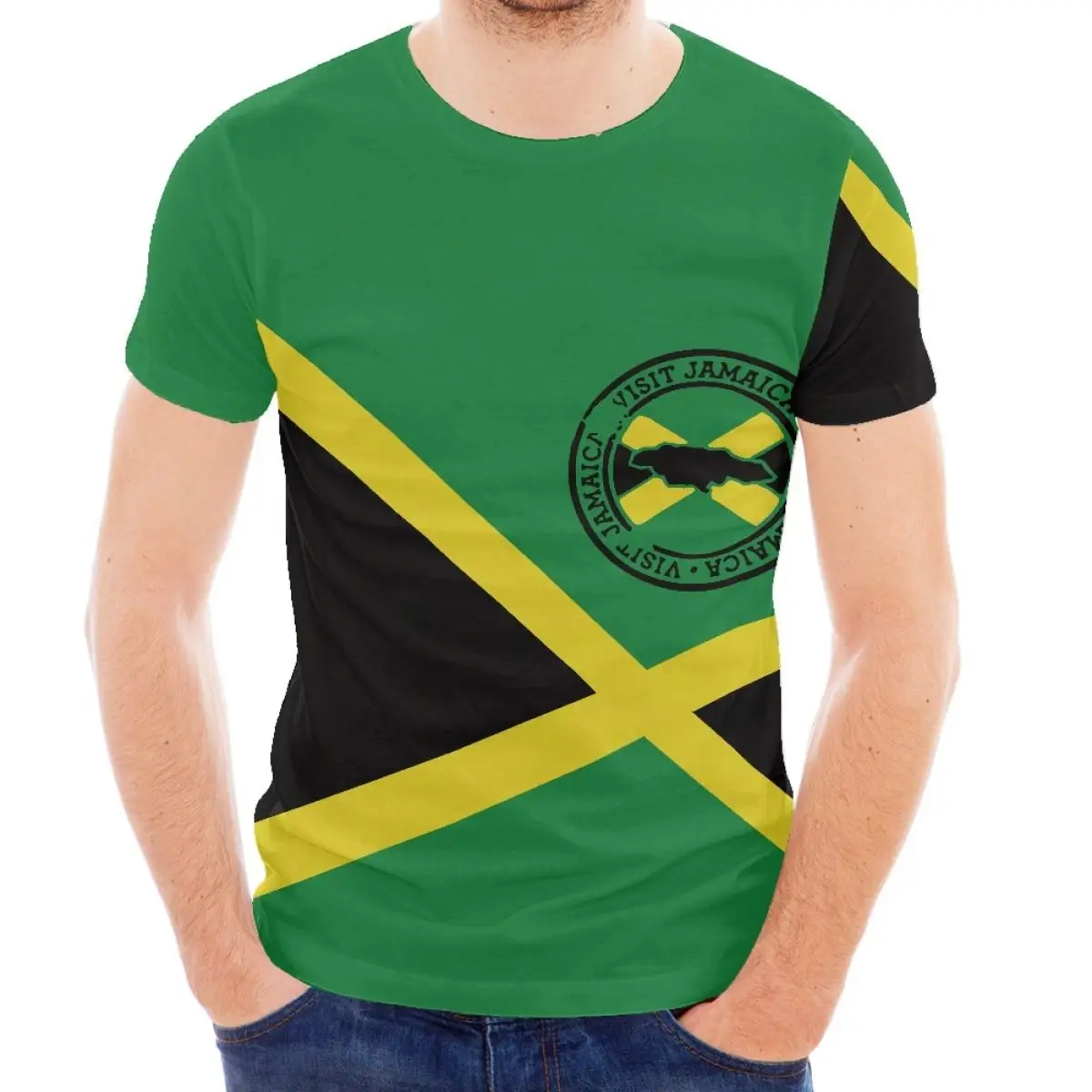 Sublimation T Shirt Drop Shipping Products 2023 Luxury Jamaican Flag Designer Men Clothing High Quality Comfort Polyester Tops