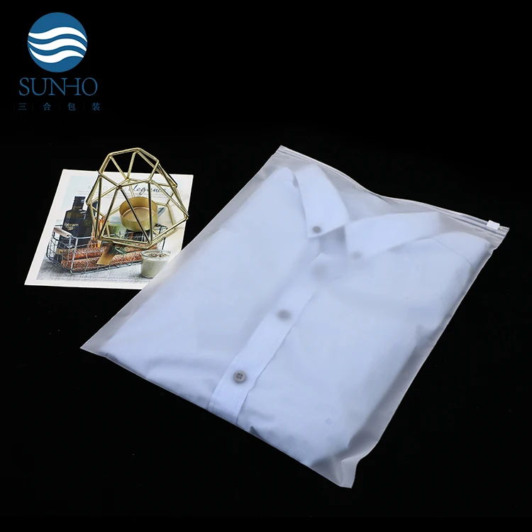 Popular Zip Lock Custom Printed Logo Clear PVC Frosted Plastic Bag with Slider Zipper T Shirt Packaging Zipper Bags for Clothing