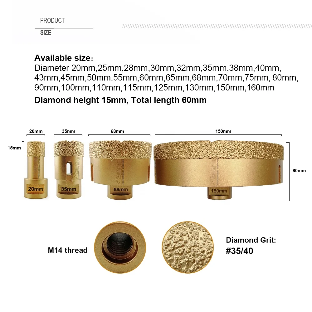 SHDIATOOL Diameter 4-125mm High Quality Diamond Core Drill Bit Hole Saw Hole Cutter Use For Tile Granite Marble Stone