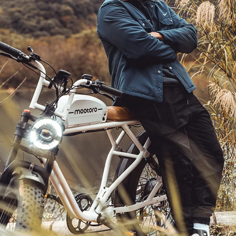 Mootoro 1000W 52V Electric Cafe Racer Mountain Bike Full Dual Suspension Bicicleta Electrica Hydraulic Sensor Chopper Bicycle