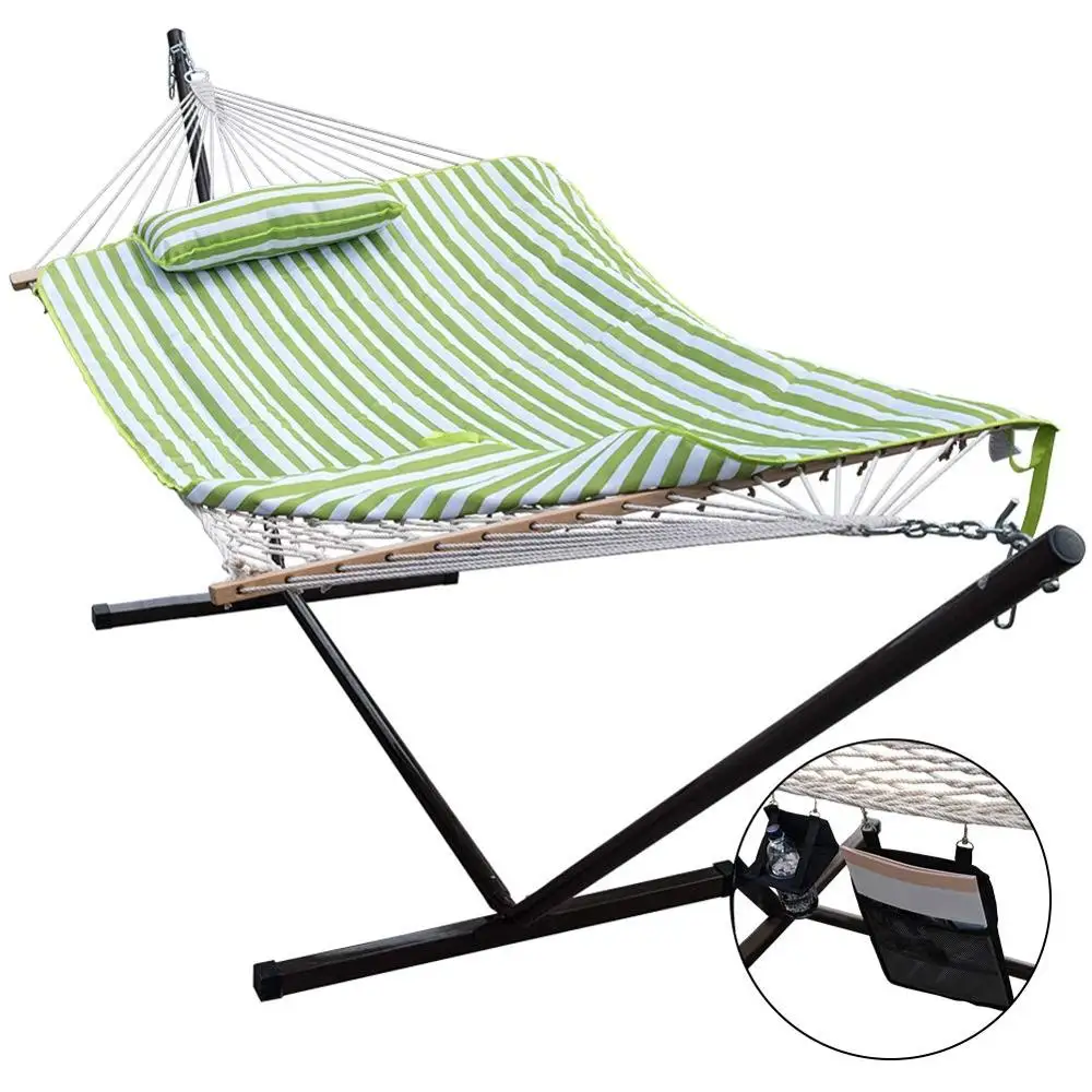 Danlong 12 Feet outdoor two person rope hammock with polyester pad for patio