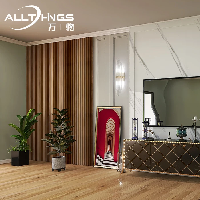 Durable WPC wooden grain indoor Decor Cladding modern fluted Board Bamboo Fibre wpc Wall Panels