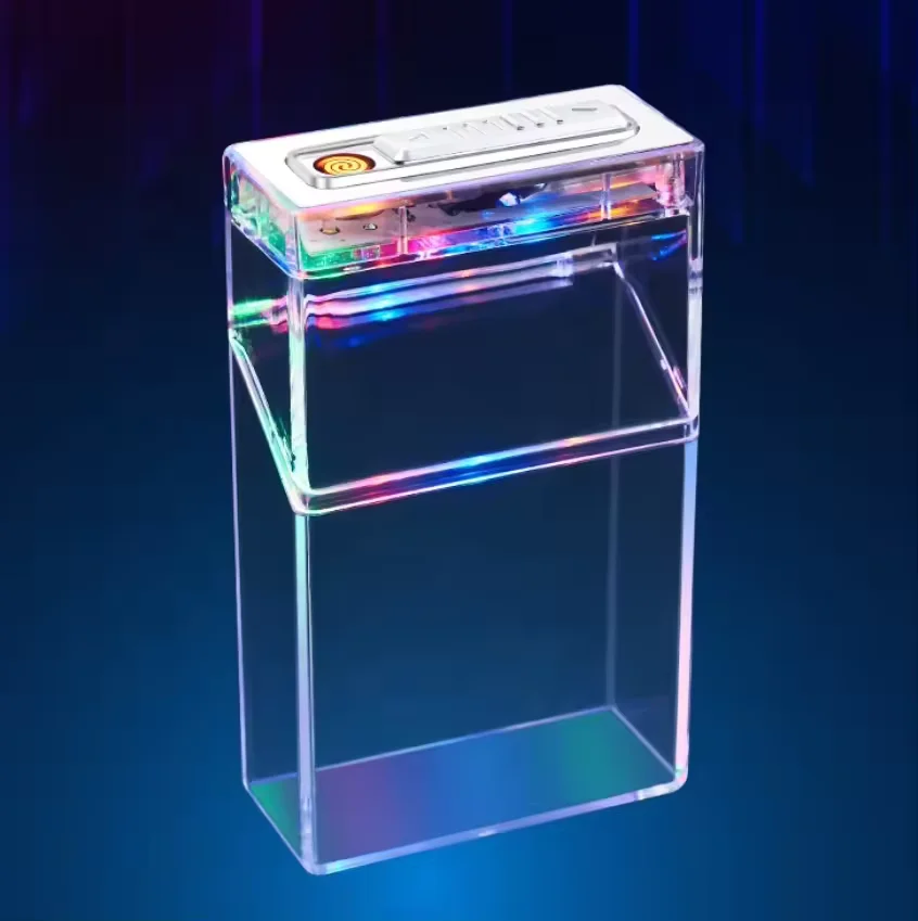 KY Promotion Wholesale Transparent 20pcs Cigarettes Pocket Electric Lighter Plastic Cigarette Carrying Case