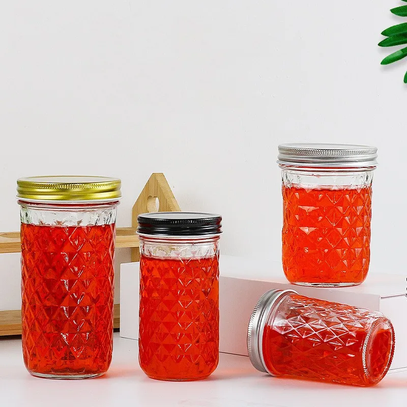 Glass Jar Supplier Wholesale Kitchen 250ml 500ml Wide Mouth Clear Glass Mason Jars Small 3 oz 16 oz Glass Storage Jars with Lid