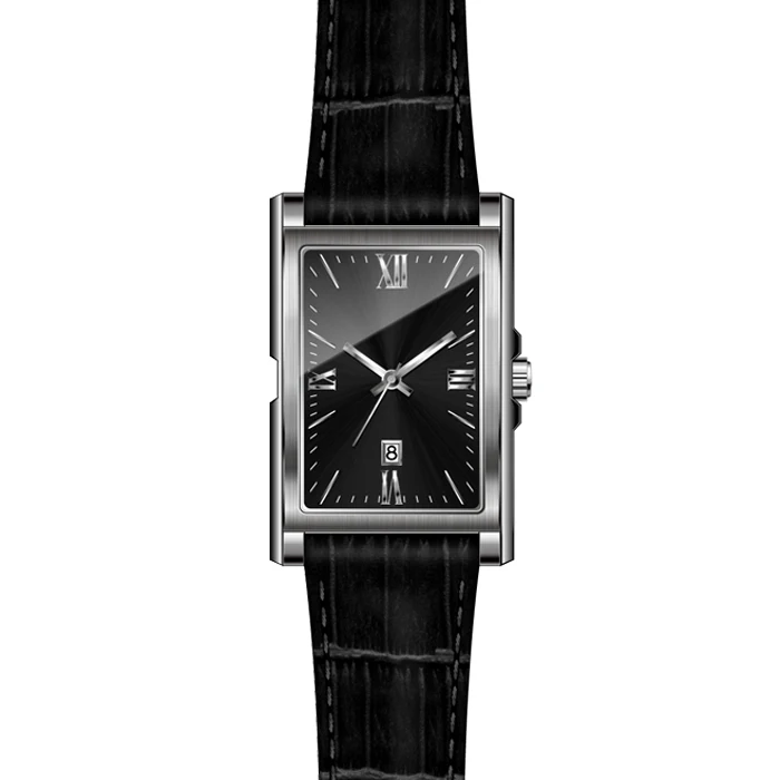 Factory customize stainless steel  luxury men analog watch high quality  waterproof leather square watch for men
