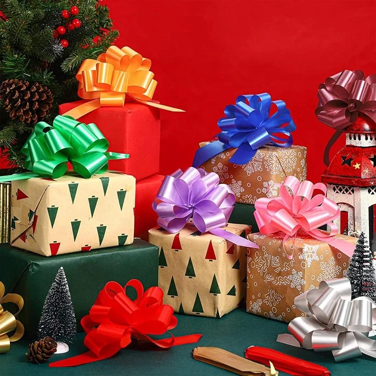 Manufacturer Decoration Car Christmas Flower Gift Custom Printed Butterfly Organza Pull String Bow Ribbon