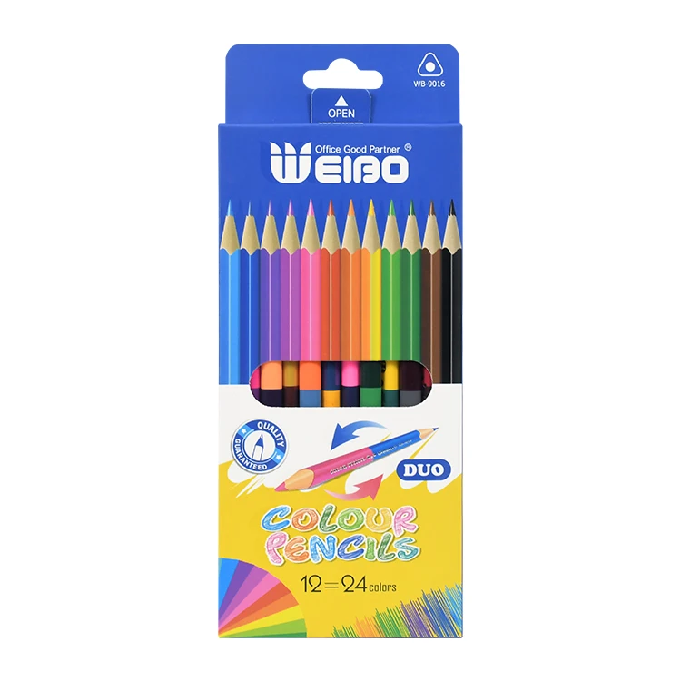 Weibo Hot sale 24colors custom color colored pencil set factory price for school and office