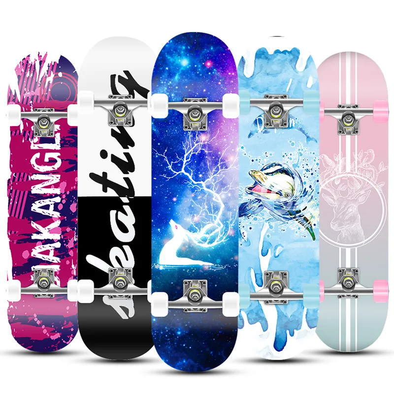 Beginner Twin Tips Professional Skateboard Adult Boys and Girls Teenagers Children Scooter