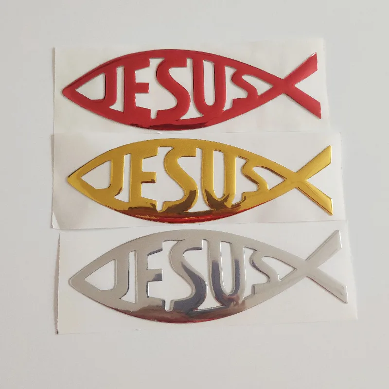3D Jesus Fish Symbol Logo Car Emblem Badge Sticker Funny Vinyl Window Decal