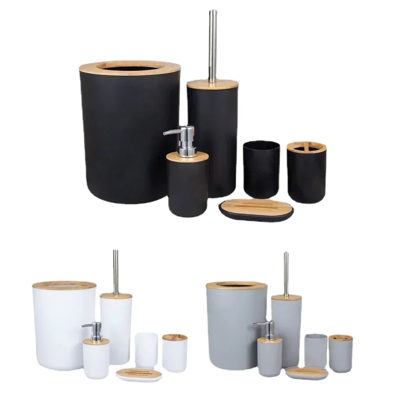 Wash Bathroom Six-piece Set  PP Combination Bathroom Set  Wood Bathroom Supplies Furnishings Wash Set