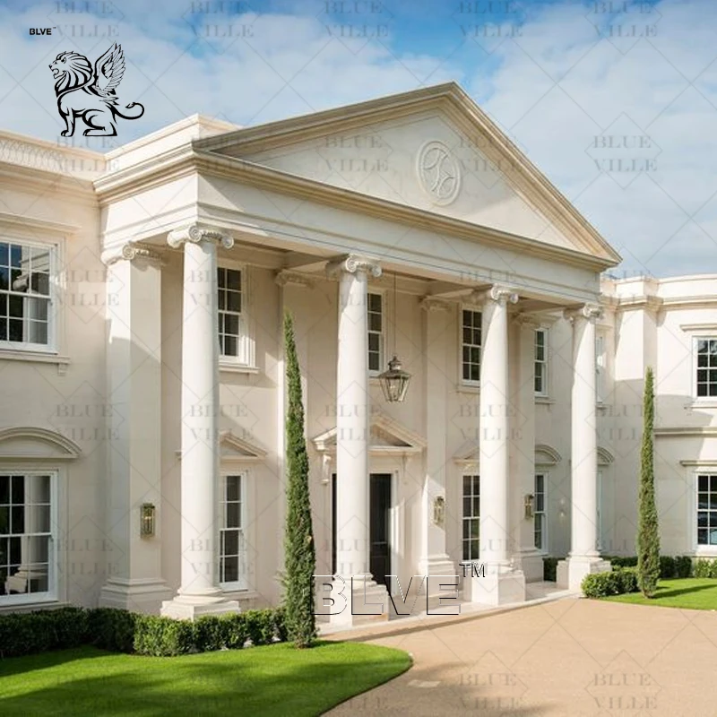 BLVE Western Style House Building Decorative Modern Design Natural Stone Circular Pillars Marble Roman Columns