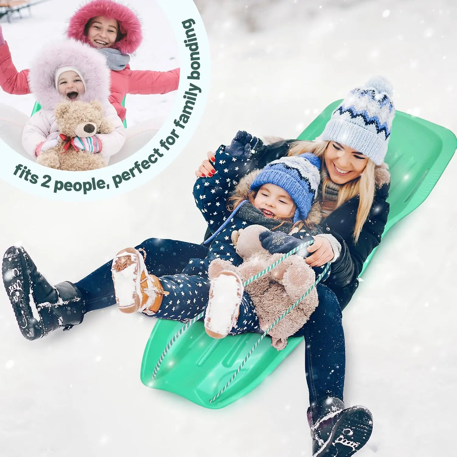 Wholesale HDPE Plastic Snow Sled for Adults Toboggan Sledge Downhill Kids Steerable Snow Sled