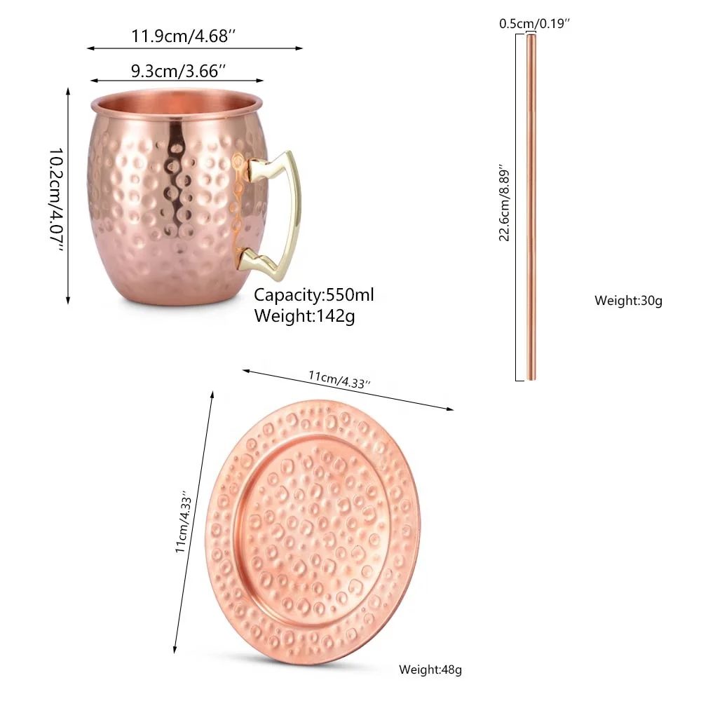 
Amazon Hot Selling Factory Wholesale coffee cup copper cup set moscow mule copper mugs set of 2 