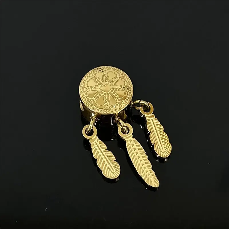 Charm cylindrical dream catcher Pendant three feather stainless steel pendant diy bracelet necklace earrings