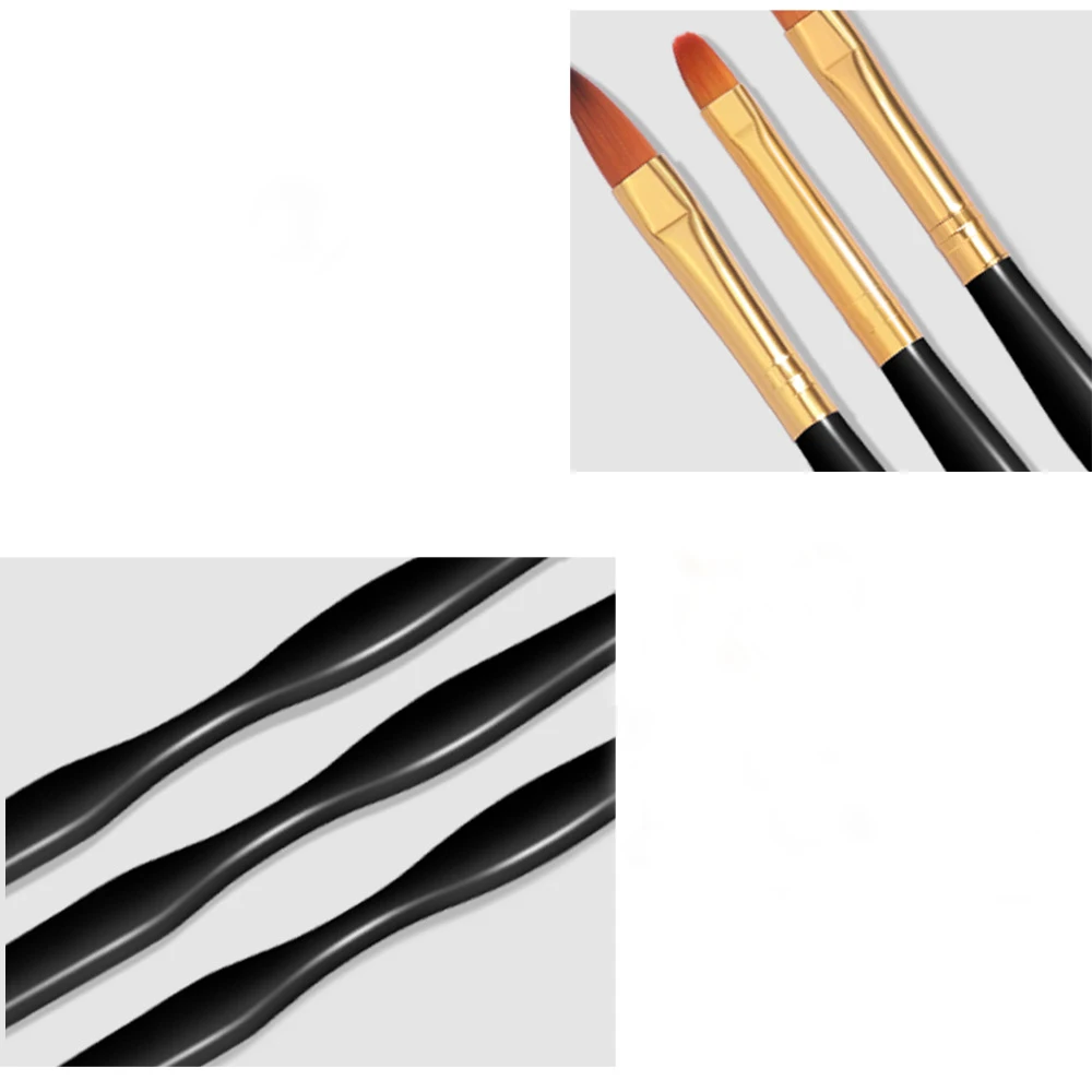 DIY nails 3 pcs double-end private label nail art brush set professional